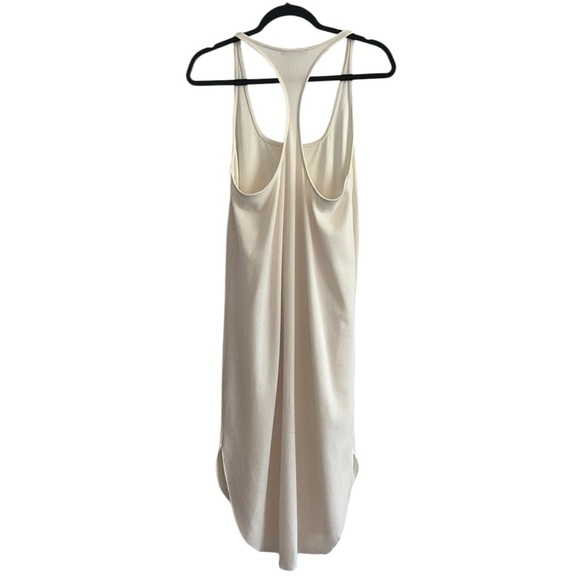 Zara Cream Textured Weave Racerback Tank Curved Raw Hem Midi Dress Size M - Picture 4 of 9